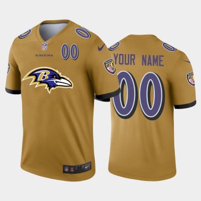 Baltimore Ravens Custom Gold Men's Nike Big Team Logo Player Vapor Limited NFL Jersey